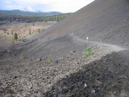 climbing the cinder cone; lassen peak beyond