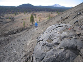 lava bomb embedded in the hillside