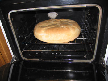 after baking started, I removed the steel ring to brown up the crust