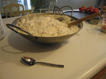 the flour for one half-bun, in my biggest kitchen container