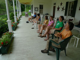 sitting on the porch