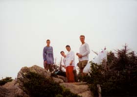 Steve, Cosmo, Ben, Jeremy on the summit of Owl