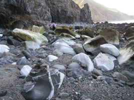 colorful striped boulders, unknown coast, point reyes