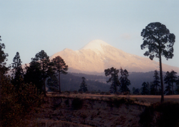 mountain beyond a deep gully