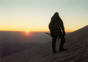 me on the glacier at sunrise