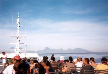 on the ferry to Moorea