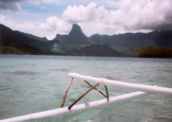 paddling an outrigger canoe