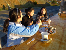 watching the sun set, eating oysters