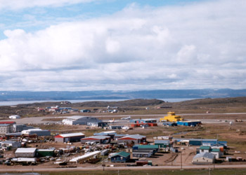 the Iqaluit airport is the yellow building