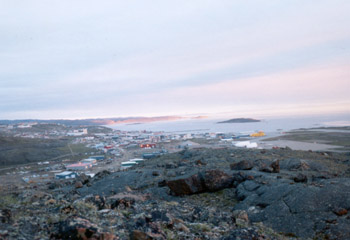 sunset view looking back at Iqaluit