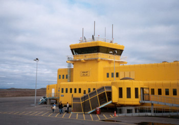 the Iqaluit airport is a yellow submarine building
