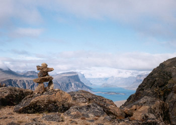 the rock Inukshuk is a traditional marker or cairn