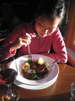 dinner at Hunter's restaurant, Marlborough, New Zealand