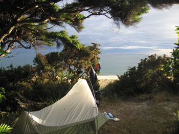 our camp at Anapai Beach, Abel Tasman, New Zealand