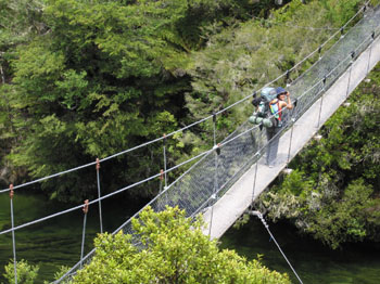 suspension footbridge, Abel Tasman, New Zealand