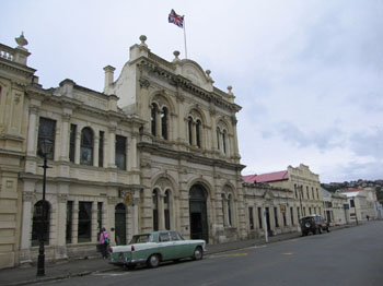 Old limestone buildings in Oamaru, New Zealand