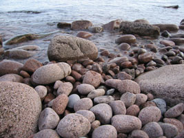 round stones on the beach