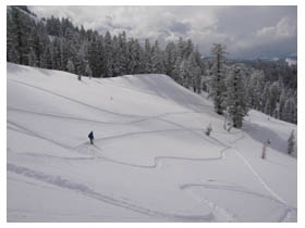 ski tracks descending