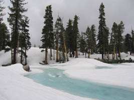 turquoise meltwater at Heather Lake