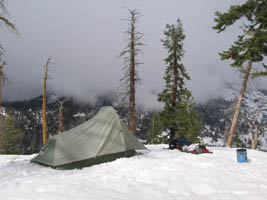 me tent on a meter of snow