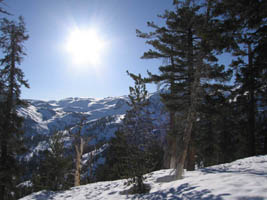 sunrise over the winter sierras