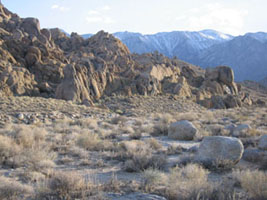 sunset in the Alabama Hills, near Lone Pine, California