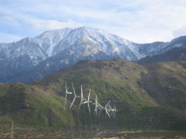 wind turbines near Palm Springs, and Mt. San Jacinto