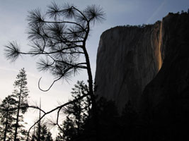 horsetail falls at sunset