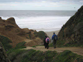 walking down to the beach