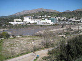 JPL with burned hils and washed-out gravel