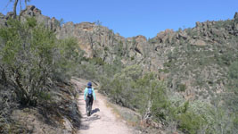 hiking into the Pinnacles high peaks