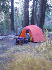 Joy and our tent