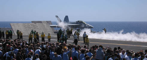 F-18 takes off on the USS Nimitz