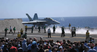 F-18 takes off on the USS Nimitz