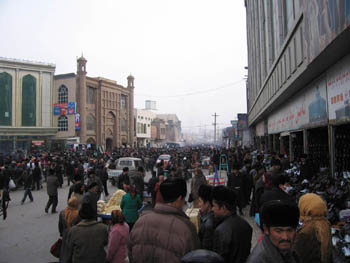 Kashgar Sunday market crowds