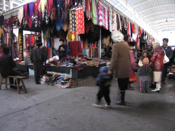silks and wool, Kashgar market