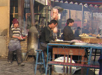 making mutton pastries, kashgar market