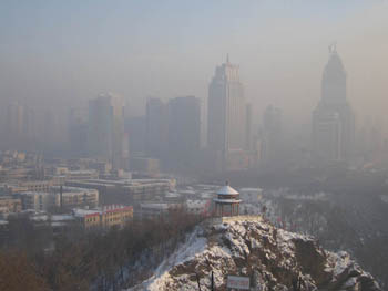 hazy, polluted Urumqi